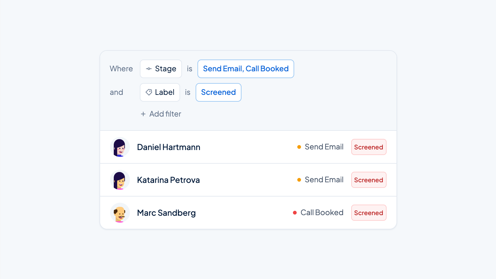 Filter rules that screen applications automatically