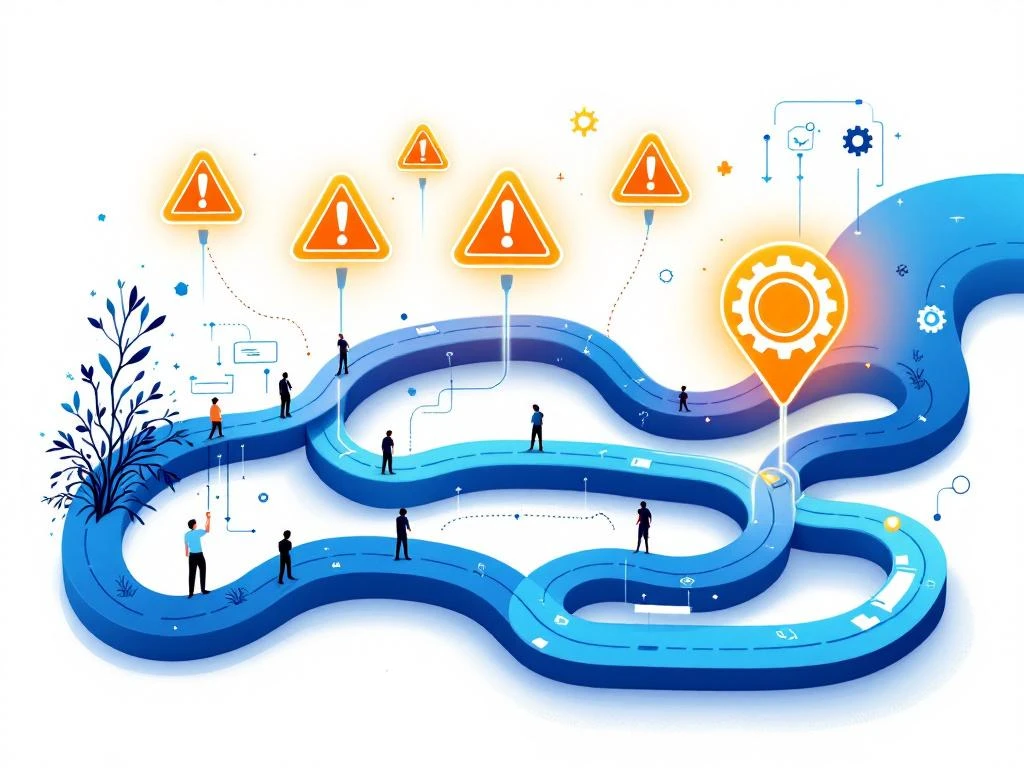 Zeven waarschuwingssignalen boven wervingspijplijn die overgaat van chaotisch naar geautomatiseerd met kandidaatfiguren


---

**Note:** The alt text is 120 characters and describes the key elements: the seven warning signals, the recruitment pipeline transformation from chaotic to automated, and the candidate figures.